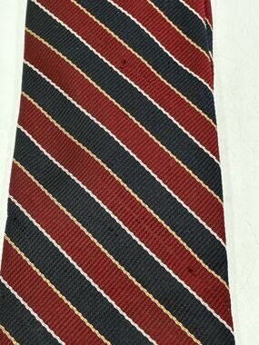 Pietro di Como Roma Milano Silk Repp Stripe Tie Navy Burgundy Gold Italian